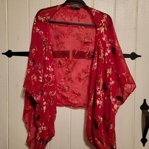 Vince Camuto Vibrant Red Floral Swim Coverup